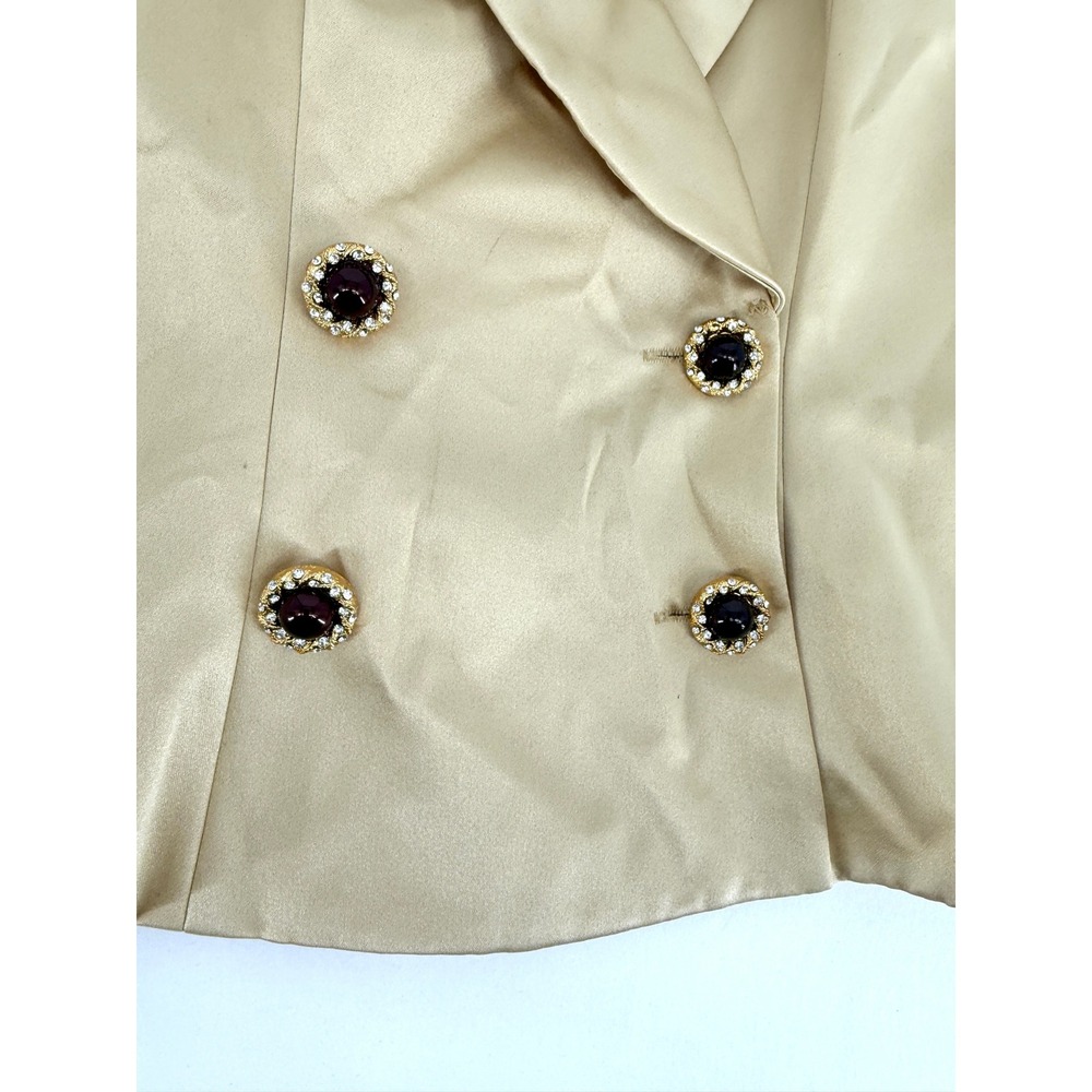 J.R. Nites Gold Vest Top Jeweled‎ Buttons Sleeveless Formal Party Women's M
